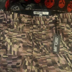 MR TURK Men’s Patterned Dress Pants in Gold and Brown